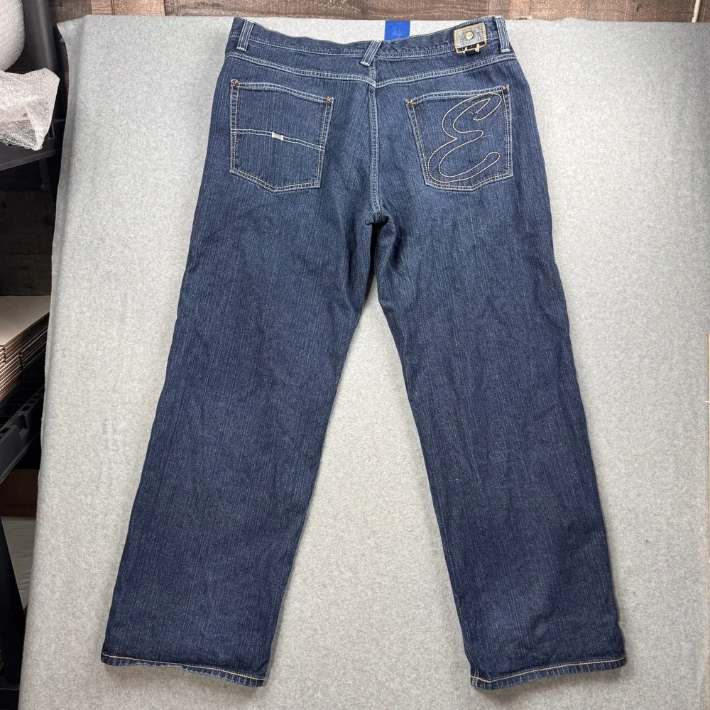 Enyce Jeans Mens 42 Blue Baggy Loose Wide Leg‎ Embroidered Logo Streetwear Y2K